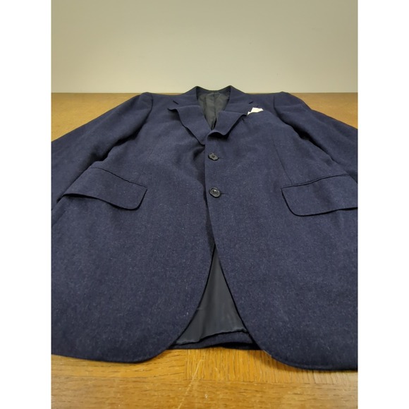 VINTAGE Samuelsohn 3 Piece Suit - Mens 40R x 34 Waist -  Navy Blue 100% Wool - Picture 5 of 16